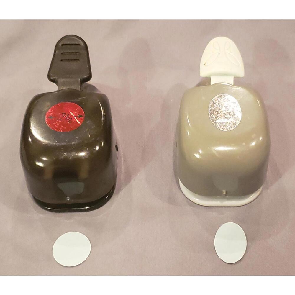 Qty 2 EK Success Paper Punches 3/4" Circle & 3/4" Oval for Scrapbooking Crafts